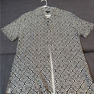 Express Black and White Casual Button Down Shirt